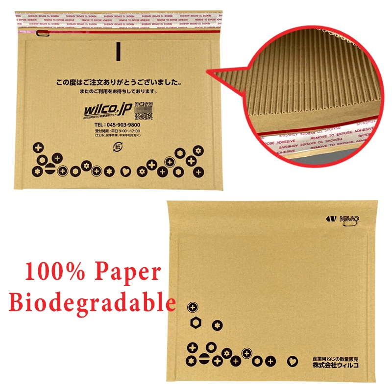 Le nid d'abeilles fait sur commande en gros de Papier d'emballage d'impression a ridé enveloppe compostable d'annonce de bulle de papier d'annonce d'enveloppe la poly