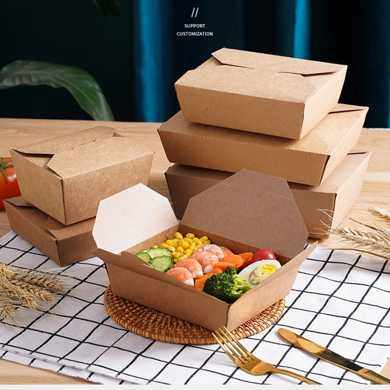 Le revêtement UV de impression fait sur commande acceptent les aliments de préparation rapide de papier à emporter de papier se pliants jetables Logo Packaging de papier d'emballage de conteneur de nourriture de boîte
